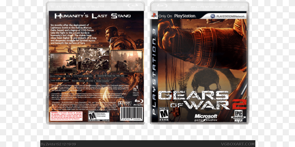 Gears Of War 2 Box Art Cover Gear Of War 2, Electronics, Person, Computer, Phone Free Png