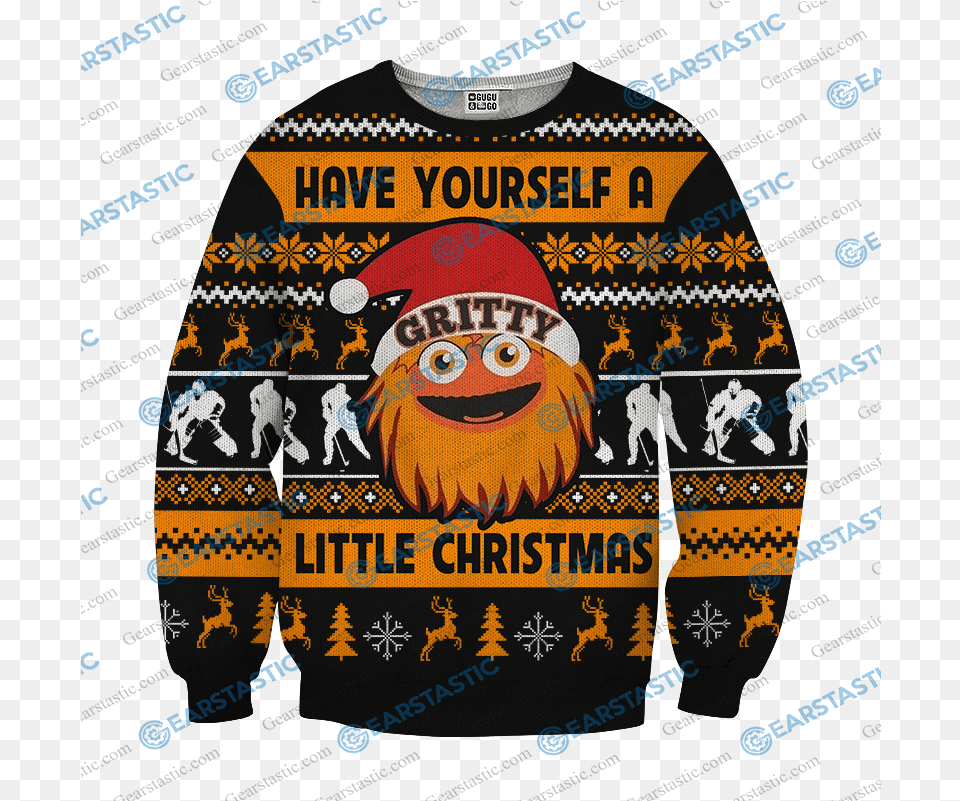 Gearstastic Philadelphia Flyers Iron Maiden Christmas Jumper, Advertisement, Poster, Person, Clothing Free Png