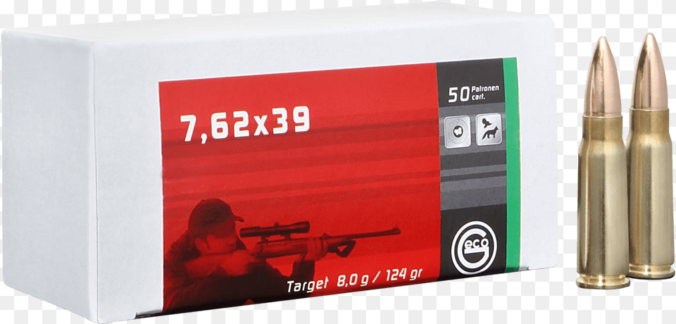 Geco Ammo 762 X39 For Sale, Weapon, Ammunition, Person, Man Png Image