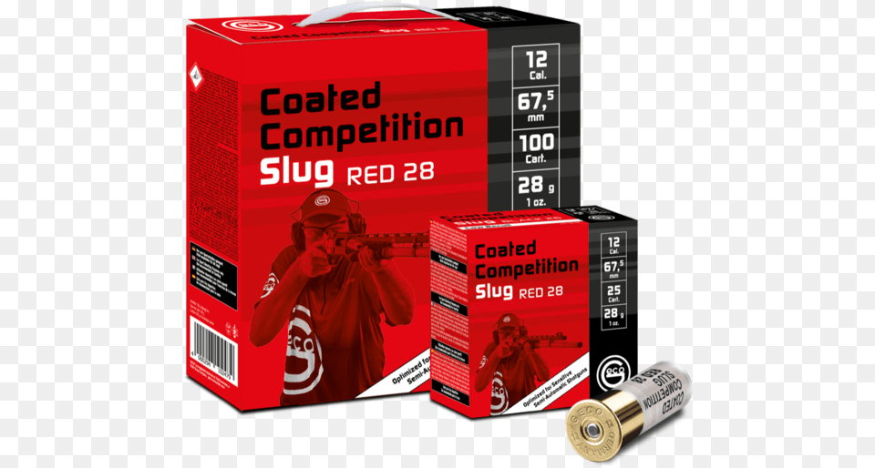 Geco Slug Competition Red, Ammunition, Weapon, Adult, Male Png