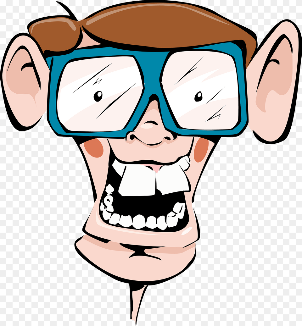 Geek Face With Glasses Clipart, Accessories, Body Part, Mouth, Person Free Png Download
