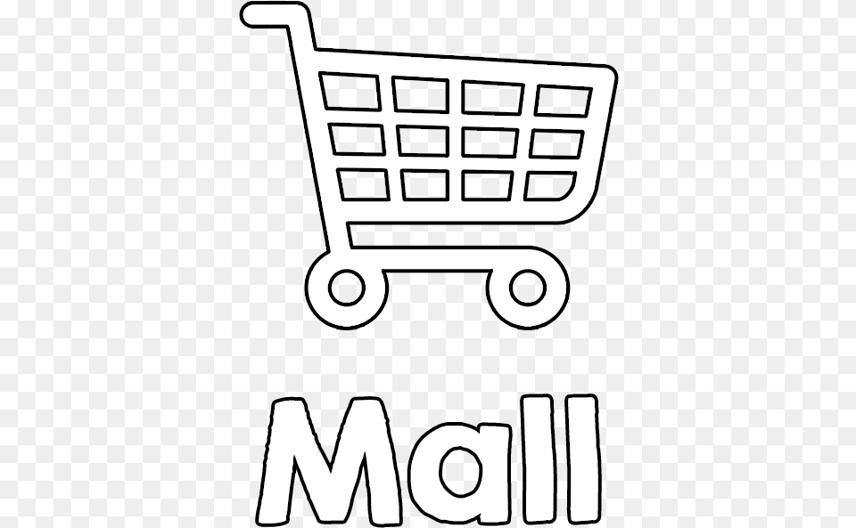 Geekdoing Mall Line Art, Shopping Cart, Stencil Free Png