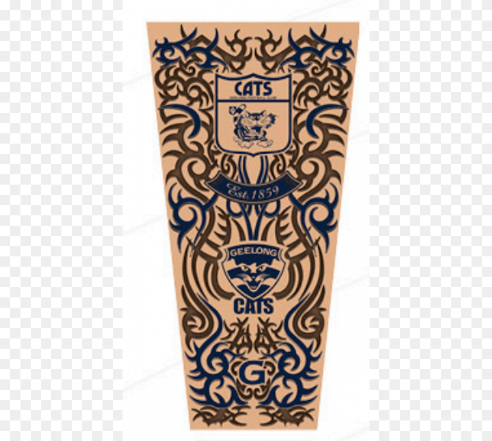 Geelong Cats Afl Youth Tattoo Sleeve, Text, Can, Tin Free Transparent Png