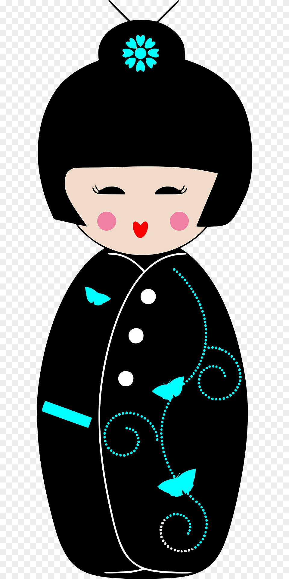 Geisha In A Black Dress Clipart, Formal Wear, Pattern, Clothing, Hat Png Image