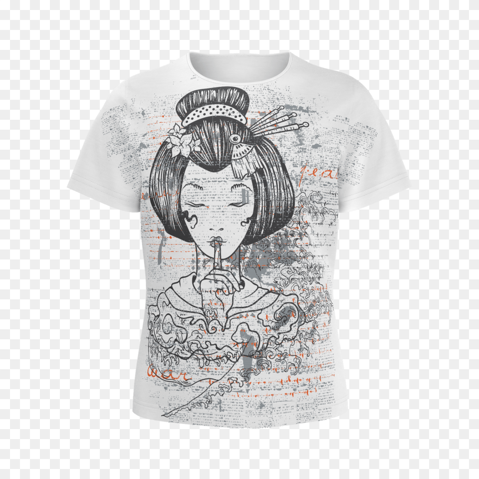 Geisha Peace Pop Culture Slouchy V Neck, Clothing, T-shirt, Face, Head Png Image