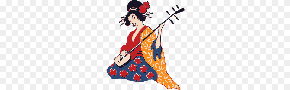 Geisha Playing Shamisen Clip Art, Person, Face, Head, Performer Free Png Download