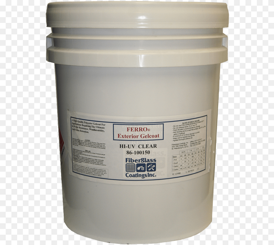 Gelcoat Exterior Clear Hi Uv 86 5 Gallon Clear Outdoor Epoxy Resin 5 Gallon, Bucket, Paint Container, Mailbox Free Png Download