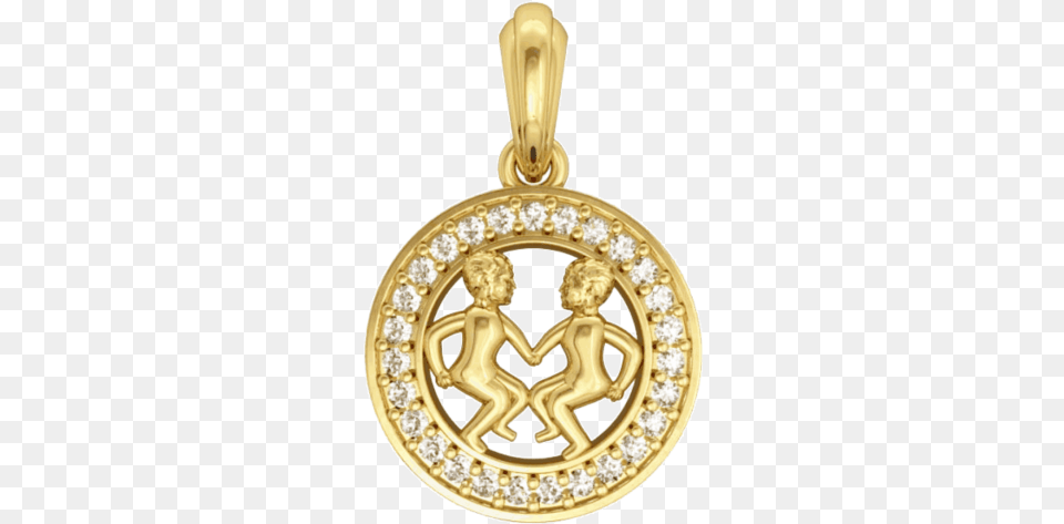 Gemini Charm Pendant In 14k Gold Studded With Diamonds Diamond And Gold Capricorn Sign, Accessories, Jewelry, Locket, Earring Free Transparent Png