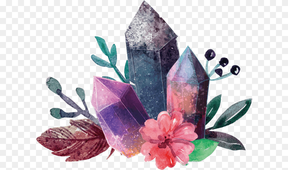 Gems And Flowers, Crystal, Mineral, Quartz, Plant Png