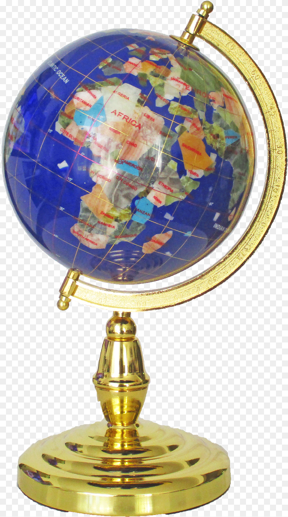 Gemstone Globe Tabletop 15cm Blue Lapis Single Leg Gold Finish Gemstone Globe, Astronomy, Outer Space, Planet Free Png Download