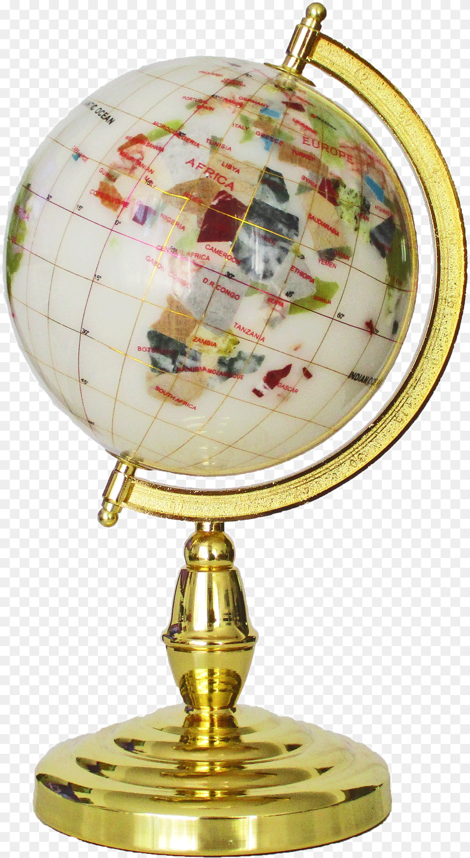 Gemstone Globe Tabletop 15cm White Single Leg Gold Finish Globe, Astronomy, Outer Space, Planet Free Png Download