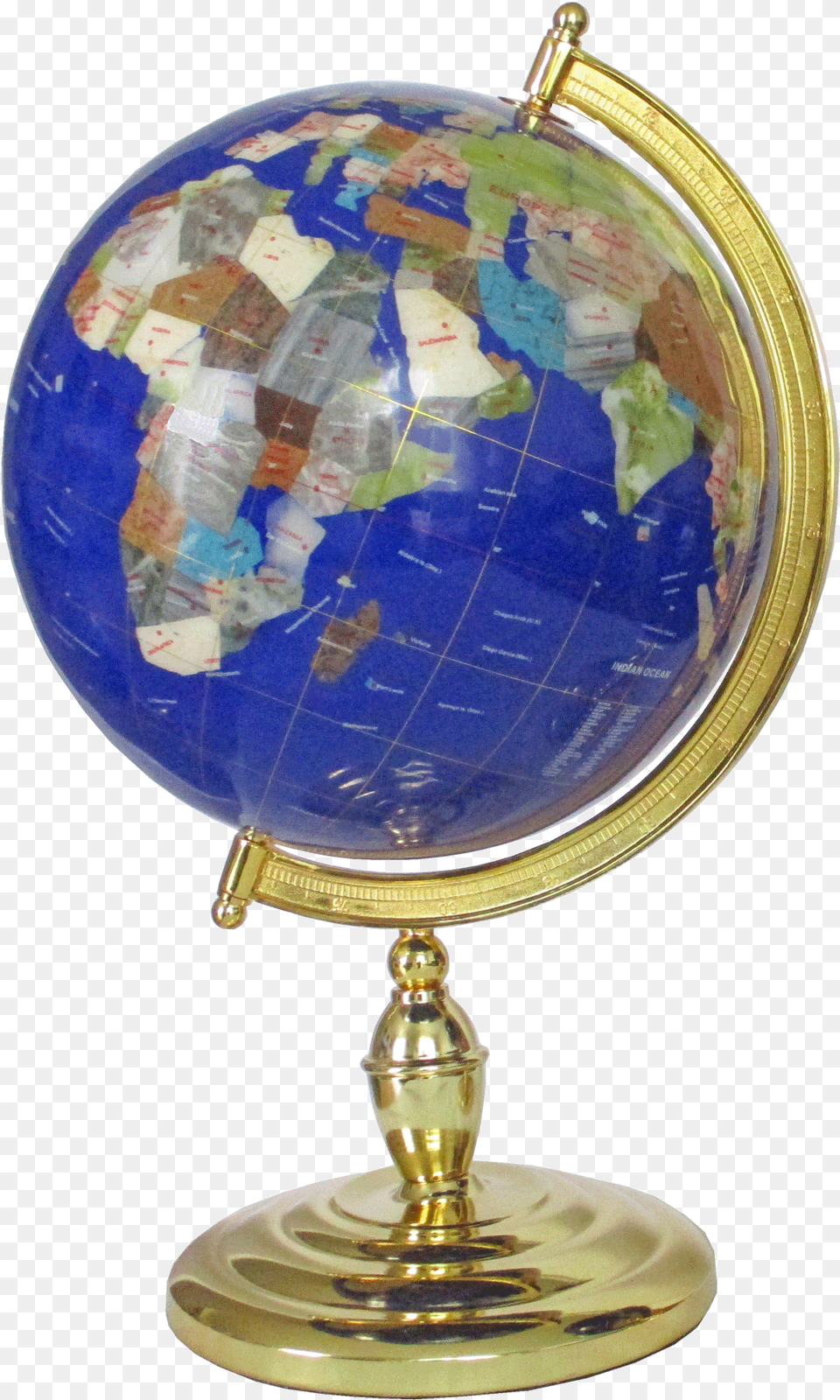 Gemstone Globe Tabletop 33 Cm Blue Single Leg Gold Finish Globe, Astronomy, Outer Space, Planet, Adult Free Transparent Png