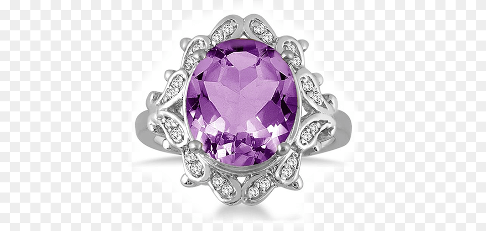 Gemstone Rings 5 Carat Citrine And Diamond Ring In 10k White Gold, Accessories, Jewelry, Ornament, Amethyst Png
