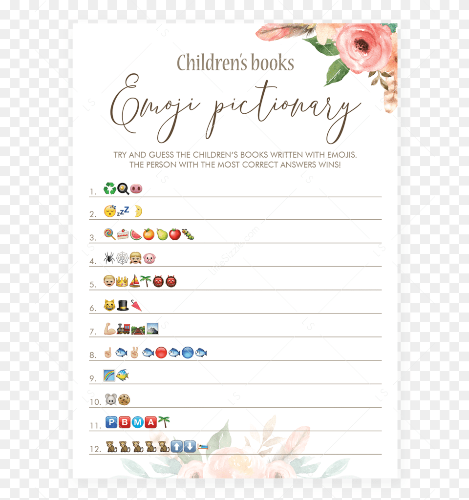 Gender Neutral Baby Shower Emoji Game Printable By Emoji Baby Shower Game, Page, Text, Flower, Plant Free Transparent Png