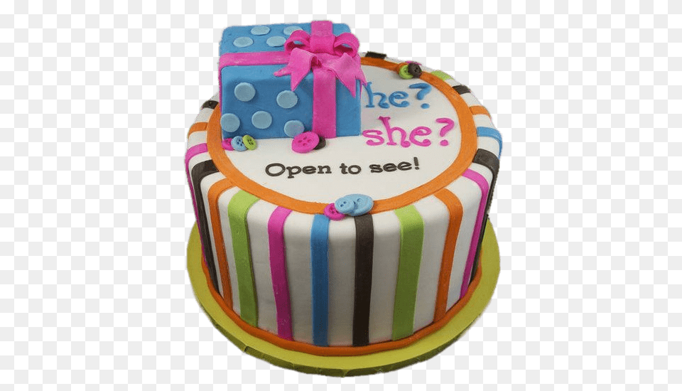 Gender Reveal Cake Present, Birthday Cake, Cream, Dessert, Food Free Transparent Png