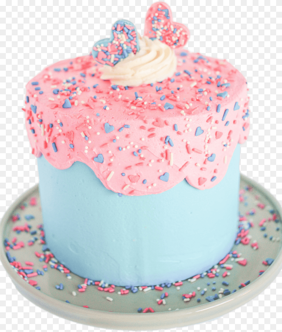 Gender Reveal Cake Sprinkles Pink And Blue Birthday Cake, Birthday Cake, Cream, Cupcake, Dessert Free Png Download