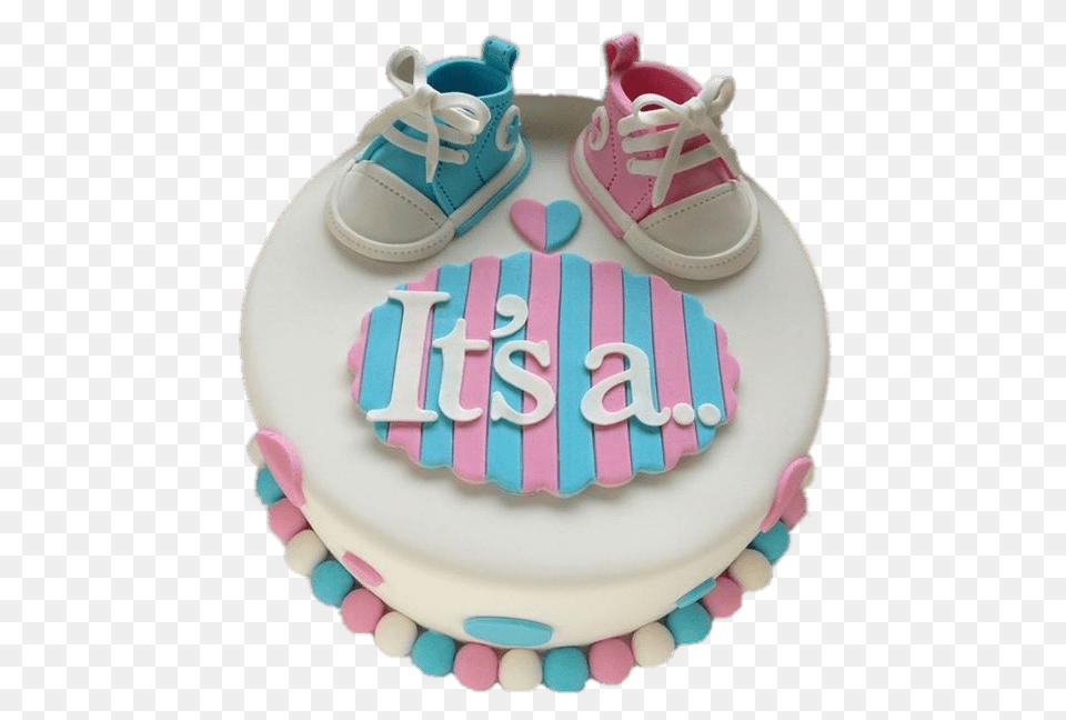 Gender Revealing Cake Shoe Decoration, Birthday Cake, Clothing, Cream, Dessert Png