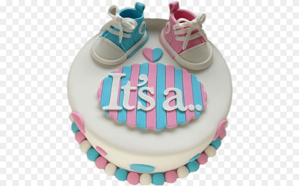 Gender Revealing Cake Shoe Decoration Gender Reveal Cake Uk, Birthday Cake, Clothing, Cream, Dessert Free Transparent Png
