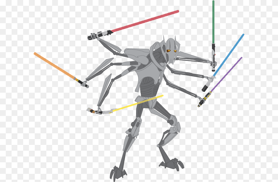 General Grievous With Light Sabers Cartoon, Bow, Weapon Free Png Download