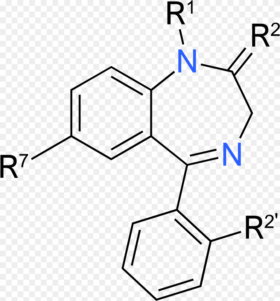 General Structure Of Benzodiazepine, Text Free Png