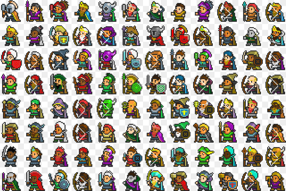 Generate Sprites Pixel Art Rpg Character, Collage Png
