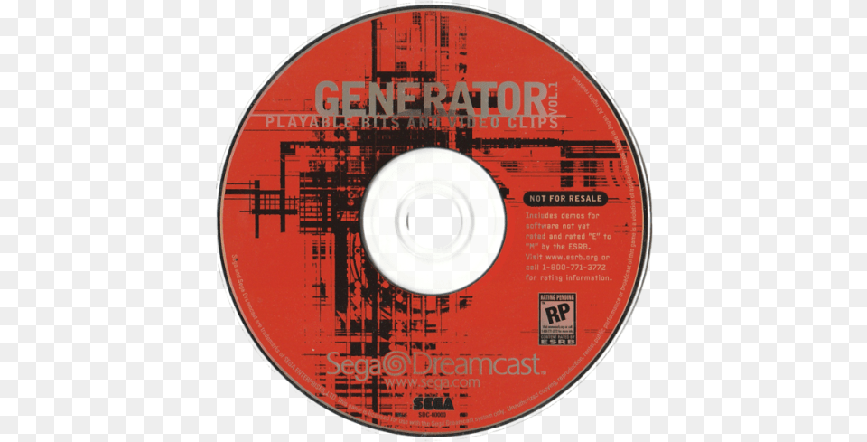 Generator Volume 1 Playable Bits And Video Clips Sega Dreamcast Game Used Sonic The Hedgehog, Disk, Dvd Png Image