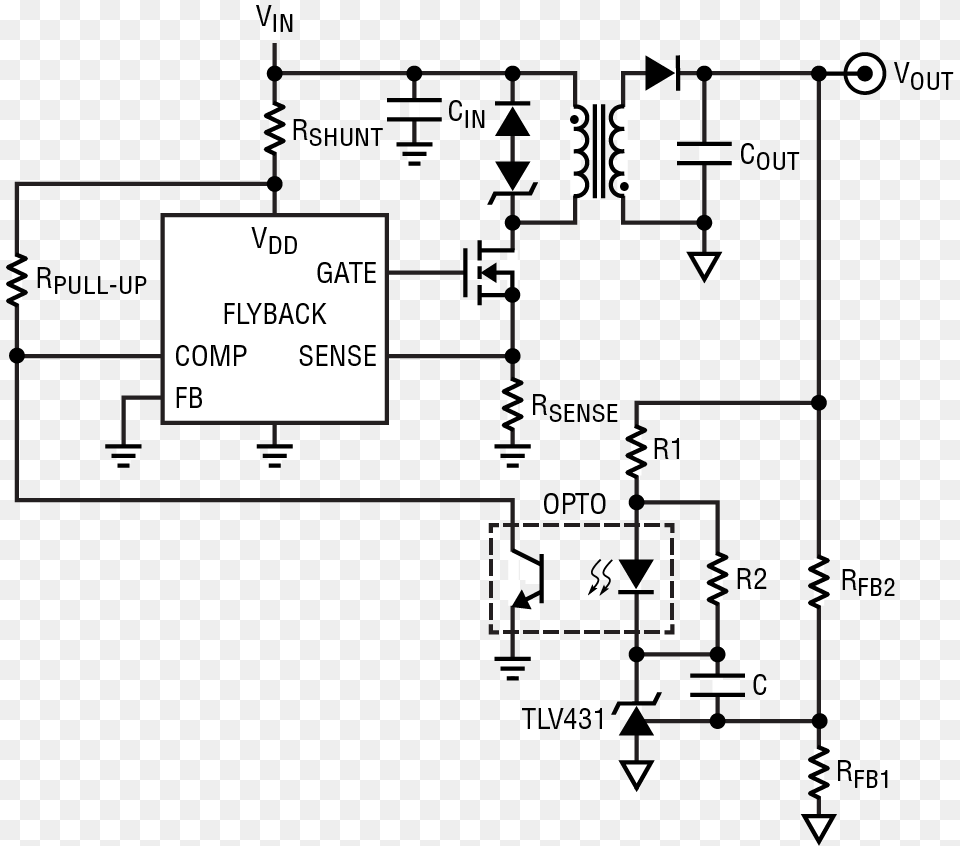 Generic Flyback Controller With Opto Tl431 Flyback, Diagram, Circuit Diagram, Device, Grass Free Png Download