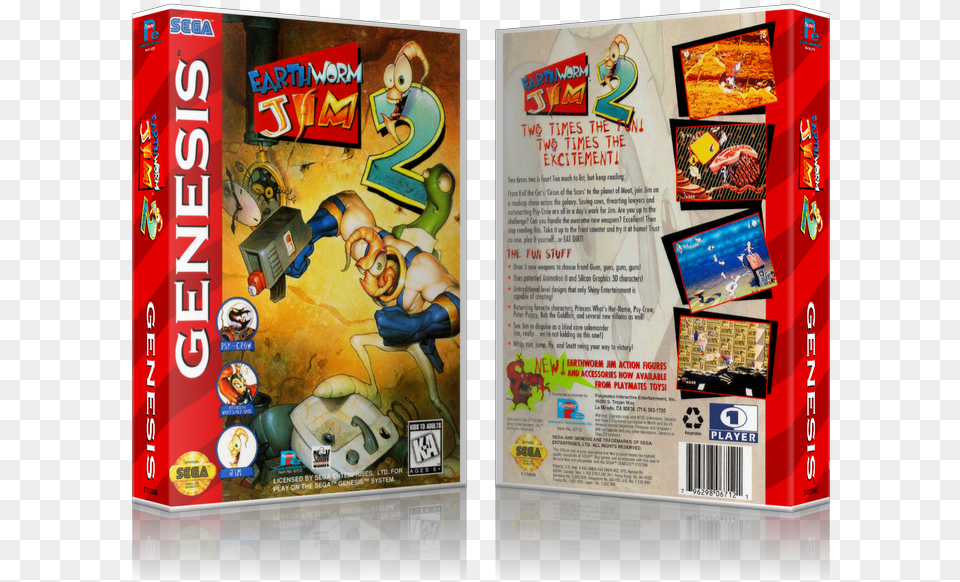 Genesis Earthworm Jim2 Sega Megadrive Replacement Game Earthworm Jim 2 Mega Drive, Adult, Male, Man, Person Png