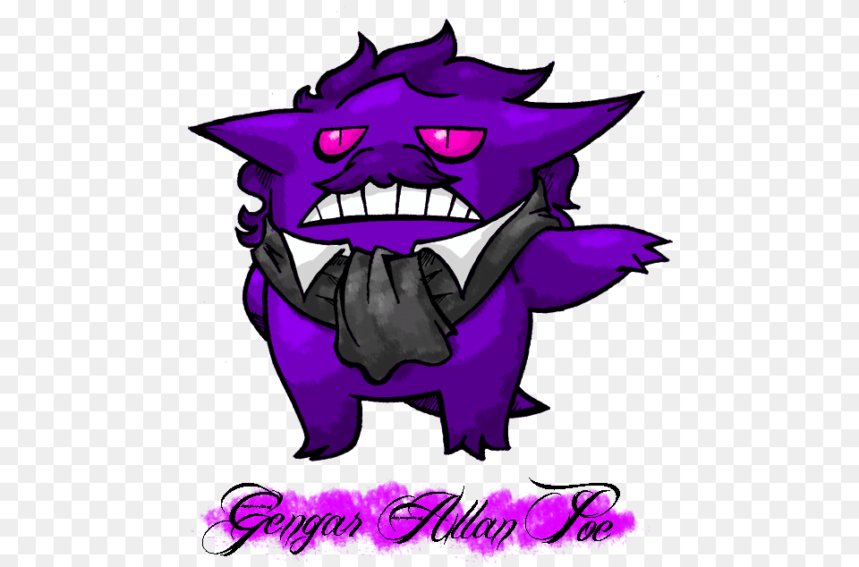 Gengar Allan Poe By Darksilvania D4vrdtb Cartoon, Purple, Baby, Person, Book Png Image