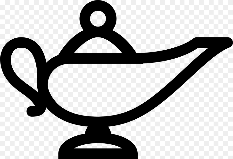 Genie Aladdin Oil Lamp Clip Art, Gray Free Png