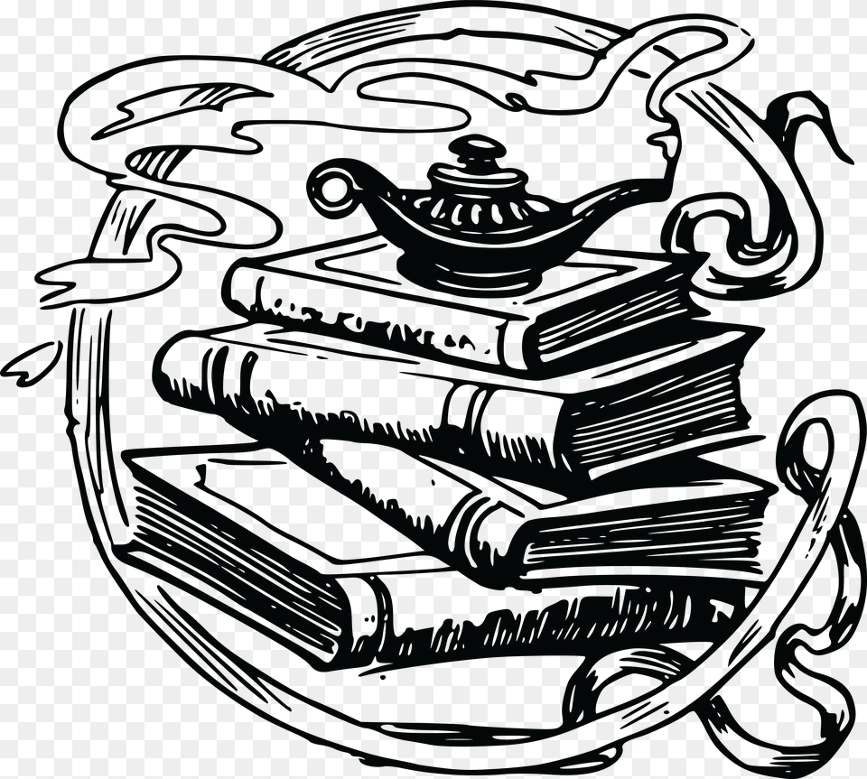 Genie Lamp On Books, Art, Blackboard, Electronics, Hardware Free Transparent Png