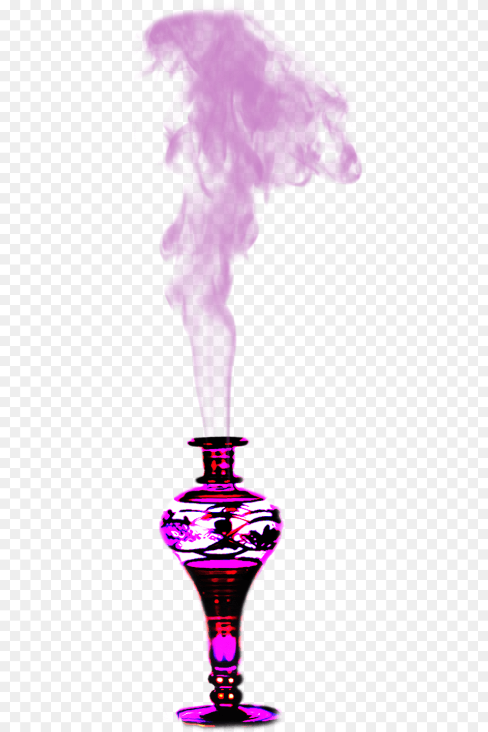 Genie Smoke Vector Transparent Genie Bottle With Smoke, Glass, Purple, Person, Goblet Free Png Download