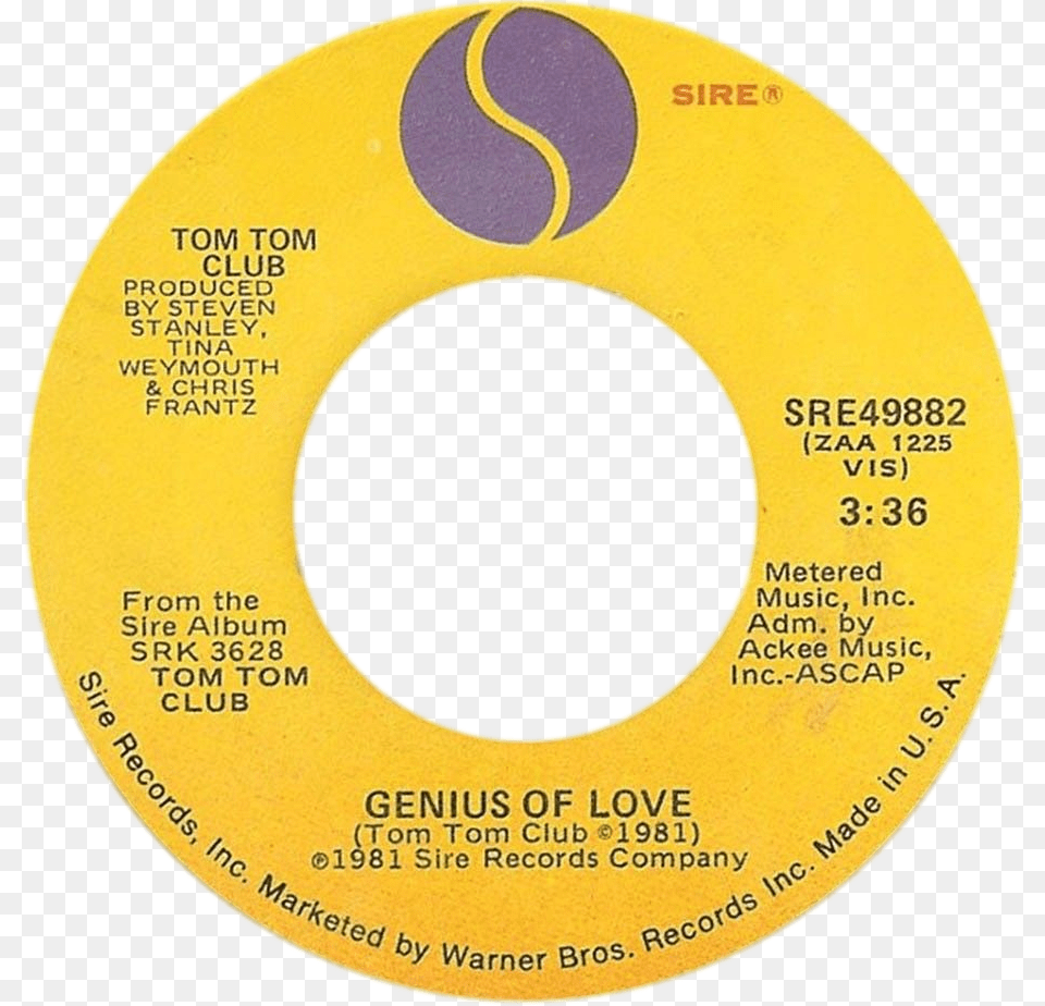 Genius Of Love By Tom Tom Club A Side Us Vinyl Circle, Disk, Text Png