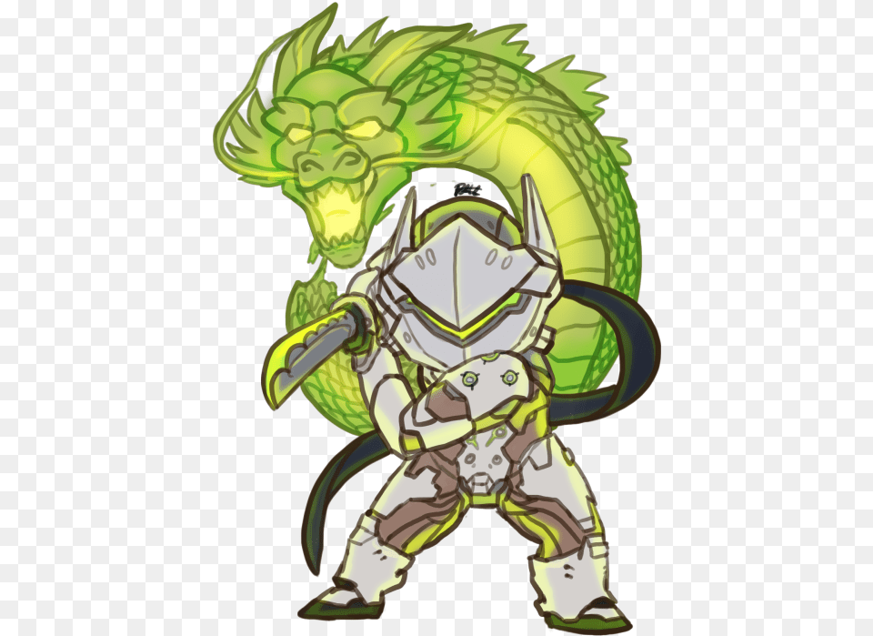 Genji Dragon Clipart Royalty Download Kevin Raganit Overwatch Genji, Book, Comics, Publication, Baby Png Image