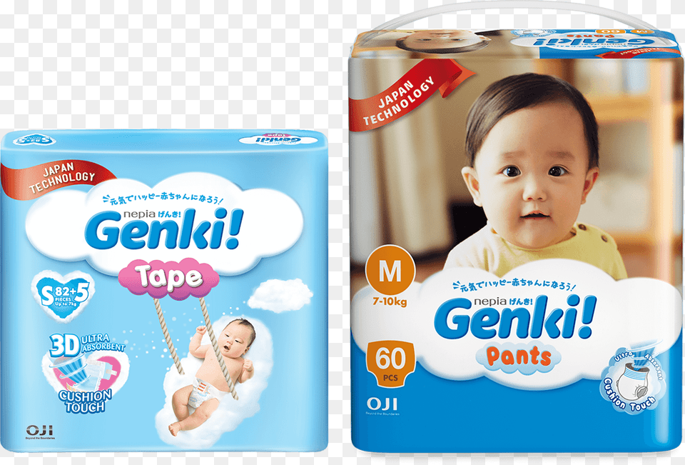 Genki Diapers, Baby, Person, Face, Head Png Image