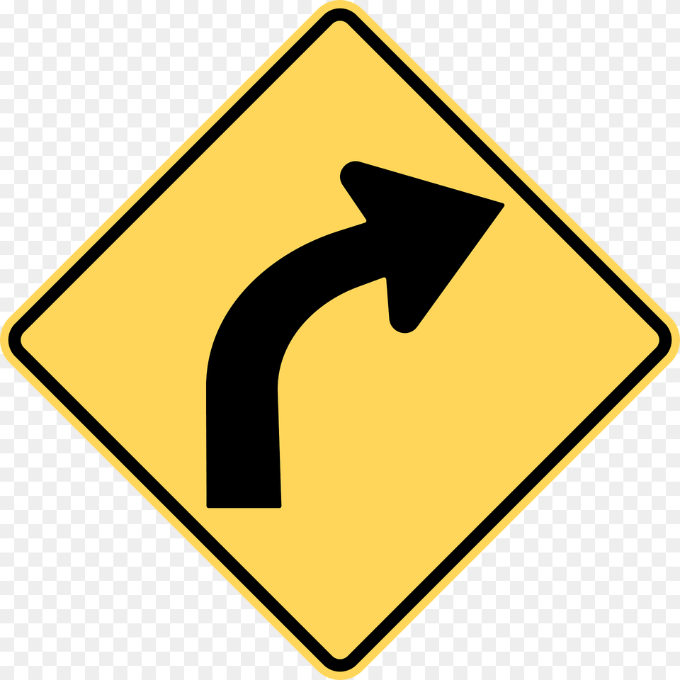 Gentle Curve Ahead Sign In British Columbia Clipart, Symbol, Road Sign Png Image