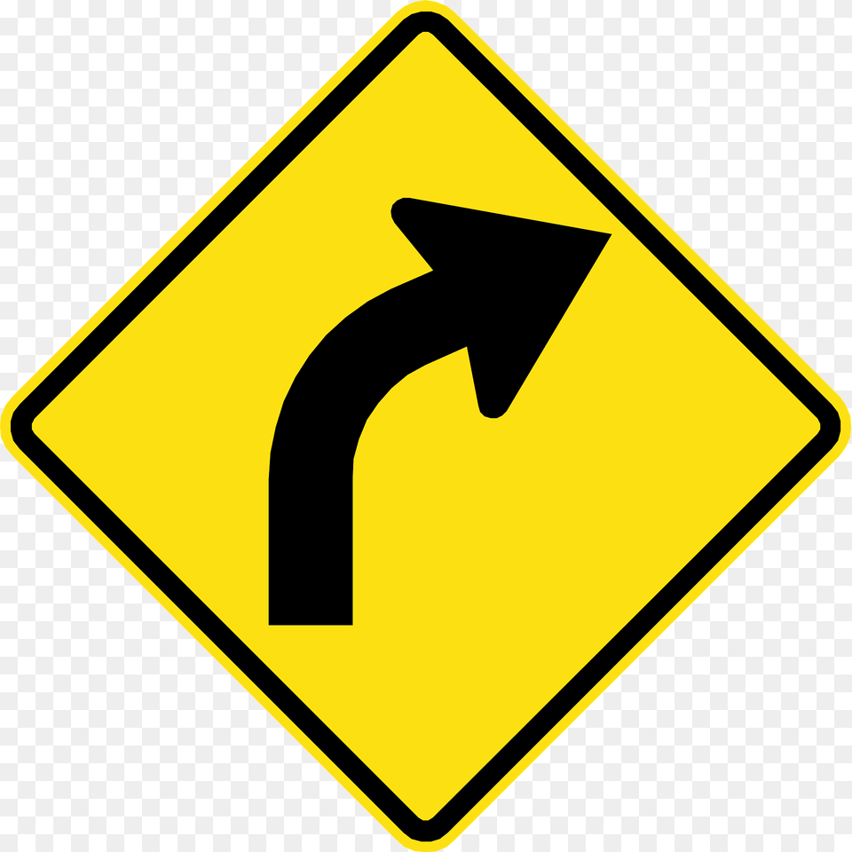 Gentle Curve Ahead Sign In Chile Clipart, Symbol, Road Sign Free Transparent Png