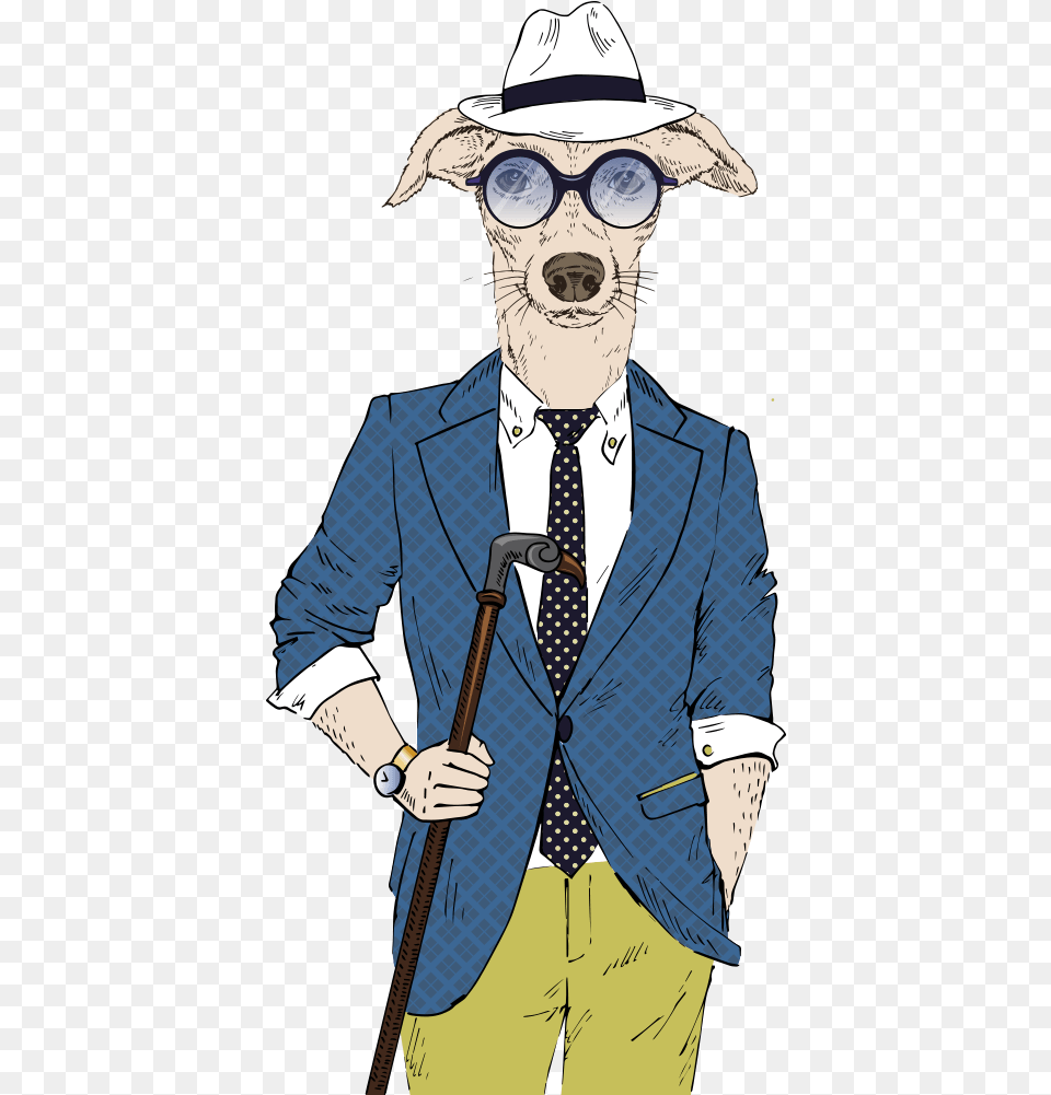 Gentleman Dog Illustration Hipster Suit Puppy Clipart Corte Masculino, Accessories, Tie, Formal Wear, Male Free Transparent Png