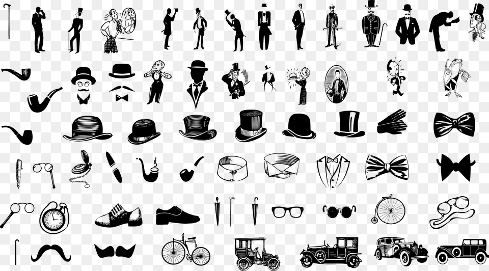 Gentleman Icons Men Hat Vintage Car Gentleman, Gray Png Image