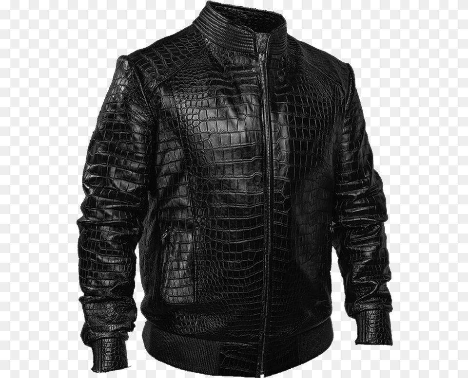 Genuine Crocodile Jacket Leather Jacket, Clothing, Coat, Leather Jacket Free Png