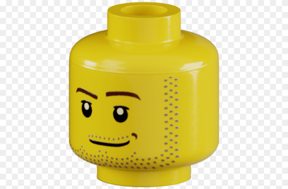 Genuine Lego Head With Stubble Plastic Bottle, Jar, Food, Mustard, Tape Png Image