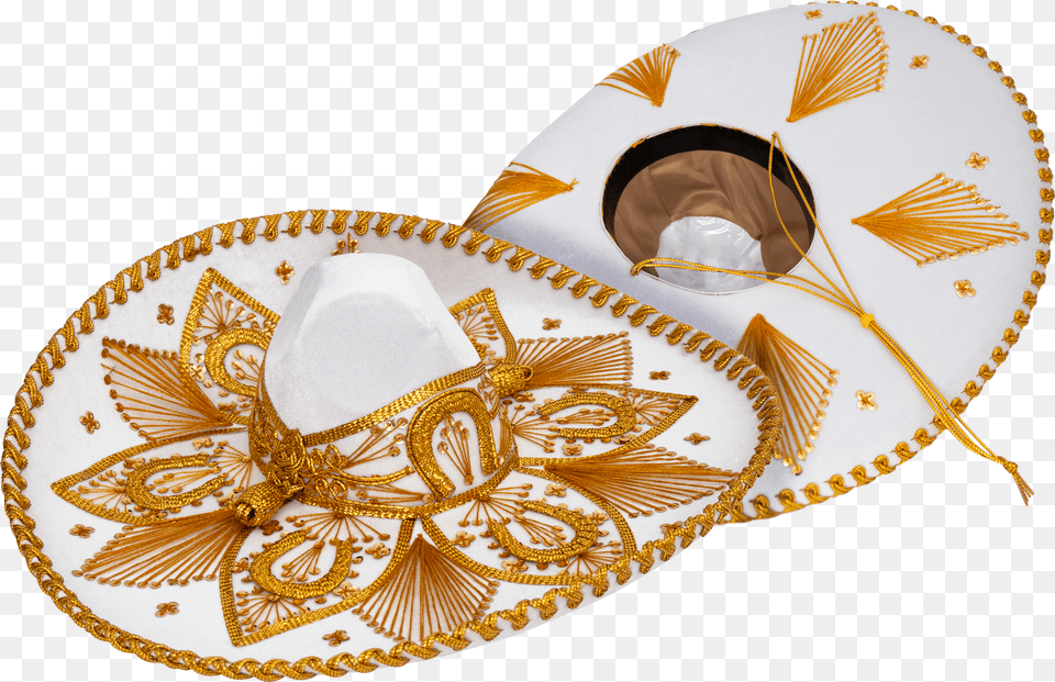 Genuine Sombrero Adult Mariachi Charro Hat Hat White And Gold Sombrero Free Png