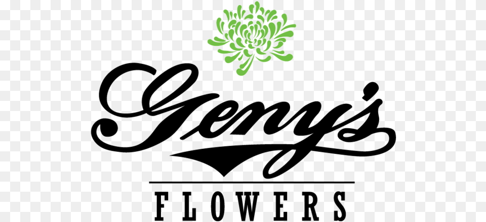 Genys Flowers Logo Floral, Plant, Text, Calligraphy, Handwriting Png Image
