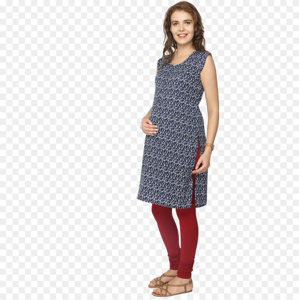 Geo Printed Feeding Kurta Photo Shoot, Clothing, Dress, Shoe, Sandal Png