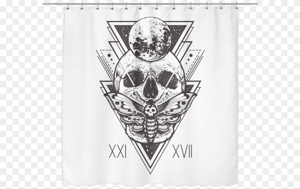 Geo Skull Shower Curtain Death Moth And Skull Clipart, Emblem, Symbol Free Png