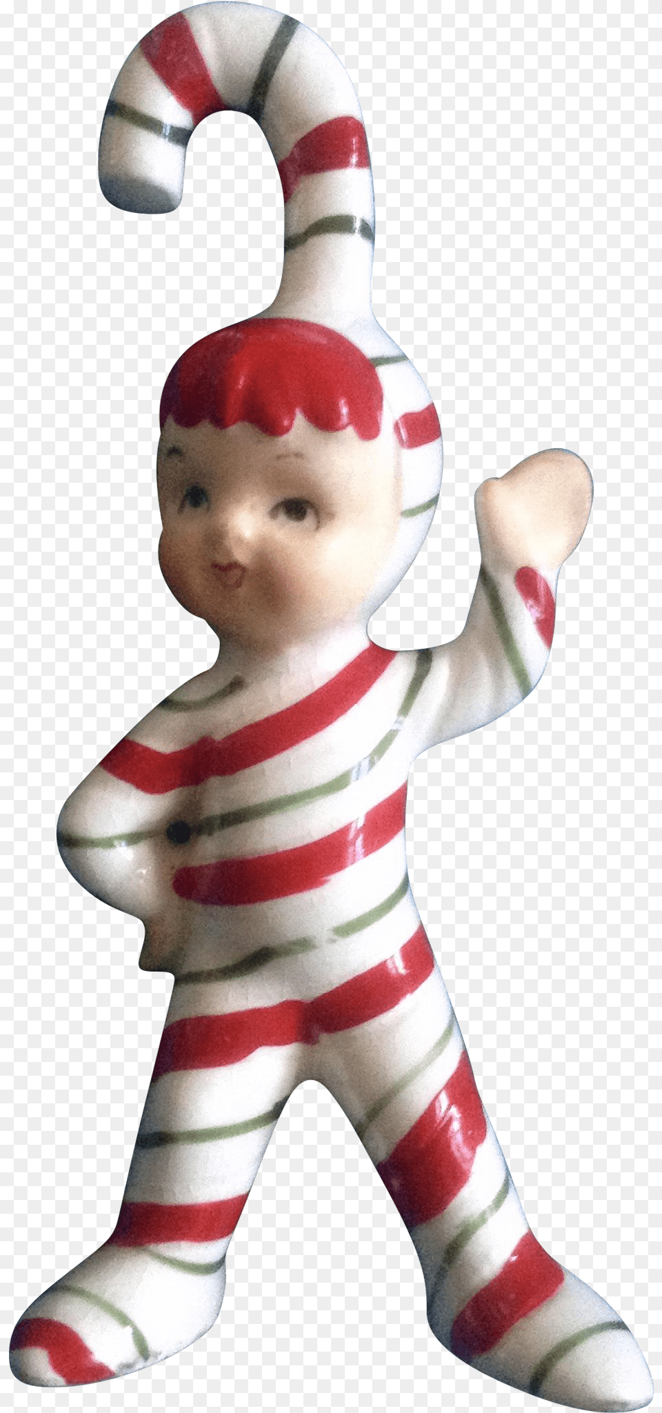 Geo Z Lefton Candy Cane Pixie Elf Christmas Vintage Figurine, Baby, Person, Face, Head Free Png Download
