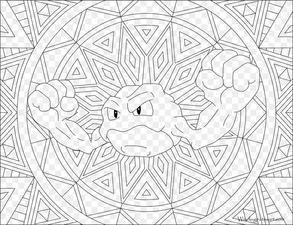 Geodude Pokemon Mandala, Gray Png