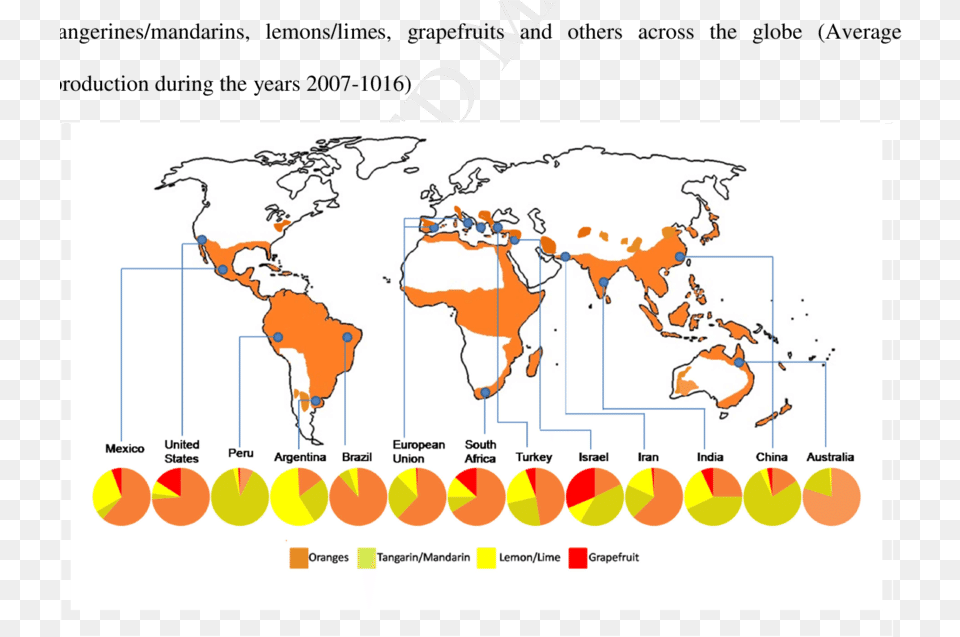 Geographical Distribution Of Production Major Citrus Countries With Leaded Gasoline, Chart, Plot, Map, Atlas Free Png