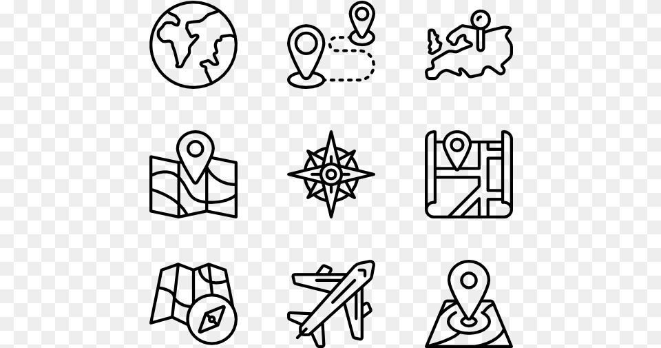 Geography Hand Drawn Icons, Gray Png Image