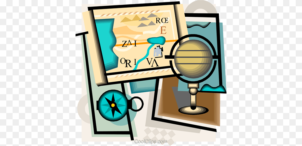 Geography Motif With Compass Map Globe Royalty Vector Clip Free Png Download